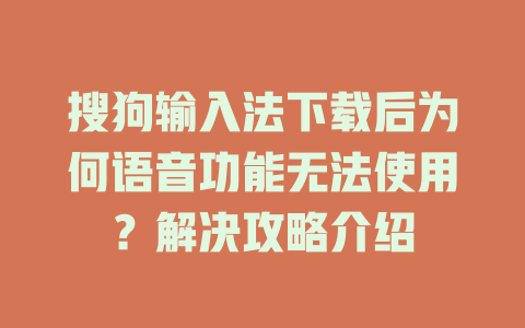 搜狗输入法下载后为何语音功能无法使用？解决攻略介绍 二