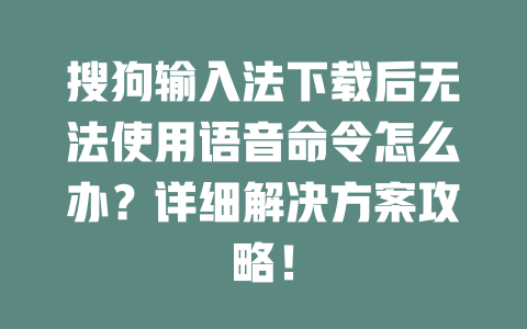 搜狗输入法下载后无法使用语音命令怎么办？详细解决方案攻略！ 二